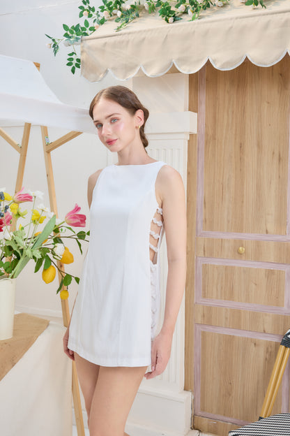 Cut-Out Boat Neck Mini Dress