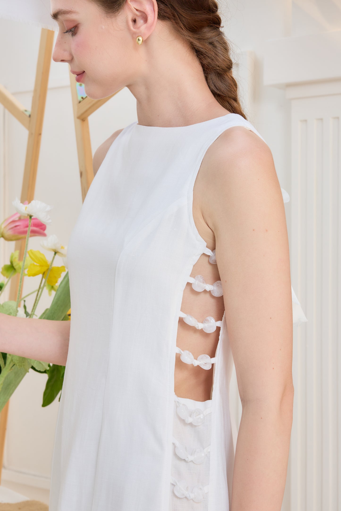 Cut-Out Boat Neck Mini Dress
